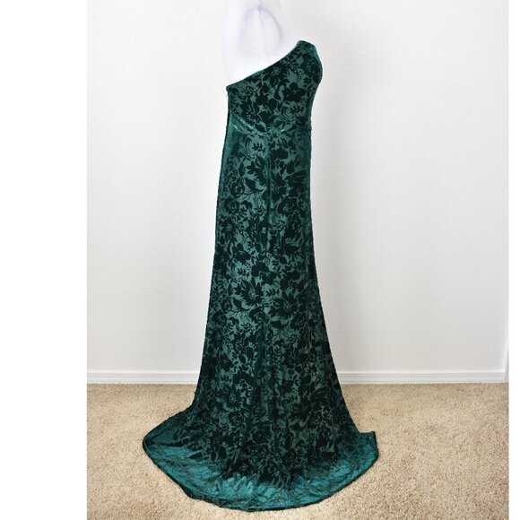 Mori Lee Strapless Floral Velvet Bridesmaid Dress - 8/10 - Picture 5 of 11